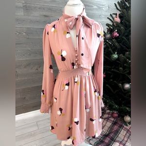 NWT Kate Spade Dusk Buds Print Mix Dress Pink Small